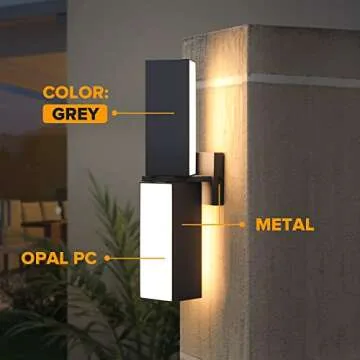 LUTEC Cuba 3000K 2000LM LED Porch Wall Light Outdoor, Modern Exterior Lights Fixture, Waterproof Wall Lamp Sconce Outside for House, Patio, Home, Entryway-Grey