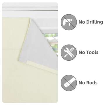 Easy-Going 100% Blackout Door Curtains, Linen Look French Door Blind Window Covering, Thermal Insula...