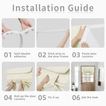 Easy-Going 100% Blackout Door Curtains, Linen Look French Door Blind Window Covering, Thermal Insulated Privacy Tie Up Front Door Curtains for Glass Door, 1 Panel, 26x68 inch, Beige