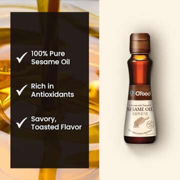 Chung Jung One O’Food Premium Sesame Oil, 5.4 Fl Oz, 100% Pure Sesame Seed Oil, Korean-Style Toasted, Rich and Nutty Flavor, Good for Cooking, Stir-fry, Noodles, Dressing, Drizzle