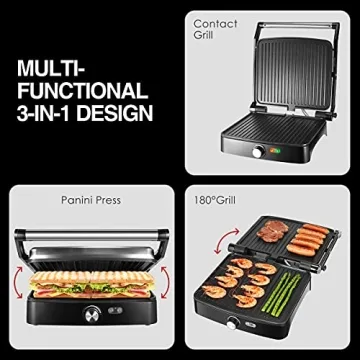 OSTBA 4-Slice Panini Press Grill with Temperature Control