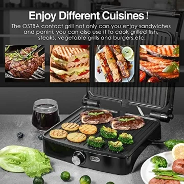 OSTBA 4-Slice Panini Press Grill with Temperature Control