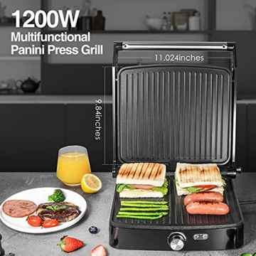 OSTBA 4-Slice Panini Press Grill with Temperature Control