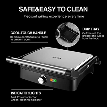 OSTBA 4-Slice Panini Press Grill with Temperature Control