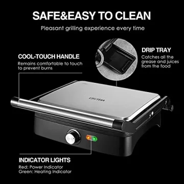 OSTBA 4-Slice Panini Press Grill with Temperature Control