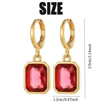 18K Gold Plated Hoop Earrings for Women Huggie Earring Lightweight Birthstone Earrings Hypoallergeni...