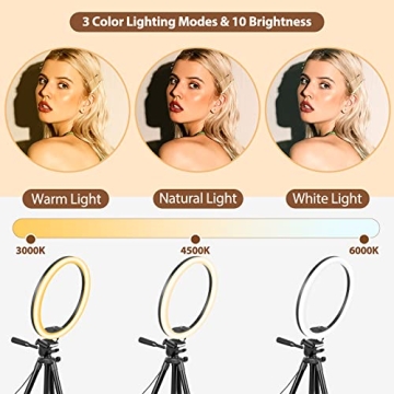 10” Dimmable Ring Light with Adjustable Tripod Stand