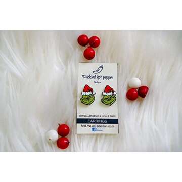 GRINCH CHRISTMASearrings, DR. seuss children book, christmas movie, santa hat
