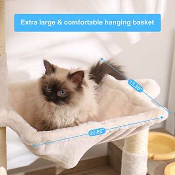 Hey-brother Cat Tree with XL Litter Box Enclosure, All-in-one Cat Tower for Indoor Cats with Large Hammock, Bed, Food Station, Scratching Posts, Modern Style Pet Furniture, Rustic Gray MPJ101SG