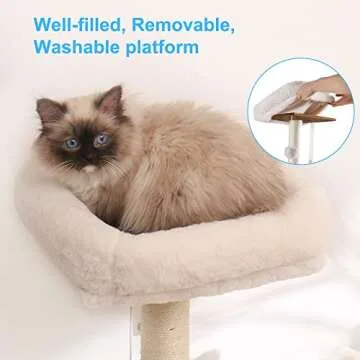 Hey-brother Cat Tree with XL Litter Box Enclosure, All-in-one Cat Tower for Indoor Cats with Large Hammock, Bed, Food Station, Scratching Posts, Modern Style Pet Furniture, Rustic Gray MPJ101SG