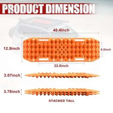 BUNKER INDUST Off-Road Traction Boards with Jack Base, 1 Pair Recovery Tracks Mat for 4X4 Jeep Truck Tire Traction-Sand,Mud, Snow Ladder Ramps (Orange)