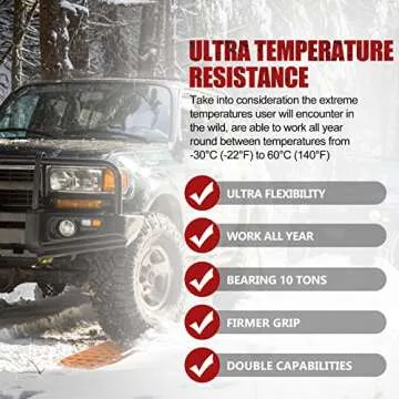 BUNKER INDUST Off-Road Traction Boards with Jack Base, 1 Pair Recovery Tracks Mat for 4X4 Jeep Truck Tire Traction-Sand,Mud, Snow Ladder Ramps (Orange)