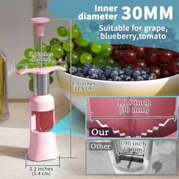 Newness Grape Cutter Tool Grape Slicer for Toddlers 1-3 Stainless Steel Kitchen Gadgets with 2 Straw...