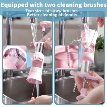 Newness Grape Cutter Tool Grape Slicer for Toddlers 1-3 Stainless Steel Kitchen Gadgets with 2 Straw Brushes & 2 Types of Slicing Cherry Grape Quarter Cutter Tomato Slicer tool baby Fruit Cutter(Pink)