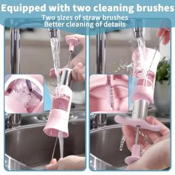 Newness Grape Cutter Tool Grape Slicer for Toddlers 1-3 Stainless Steel Kitchen Gadgets with 2 Straw Brushes & 2 Types of Slicing Cherry Grape Quarter Cutter Tomato Slicer tool baby Fruit Cutter(Pink)