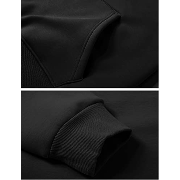 Haellun Womens Casual Winter Warm Fleece Sherpa Lined Pullover Hooded Sweatshirt (Black, Medium)