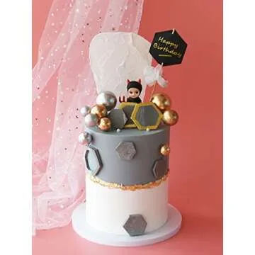 40 PCS Silver Foam Ball Cake Toppers for Celebrations