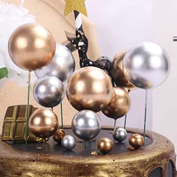 40 PCS Silver Foam Ball Cake Toppers for Celebrations