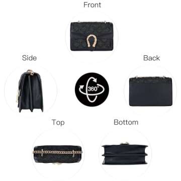 DEEPMEOW Womens Quilted Crossbody Shoulder Purse