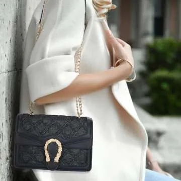 DEEPMEOW Womens Quilted Crossbody Shoulder Purse