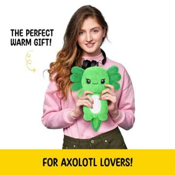 Green Axolotl Microwavable 1.5 lbs Unscented Heating Pad for Women and Kids- Cute Soft Cozy Pillow P...