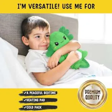 Green Axolotl Microwavable 1.5 lbs Unscented Heating Pad for Women and Kids- Cute Soft Cozy Pillow Plush Heatable Warm Stuffed Animals - Kawaii Hot and Cold Plushie - Axolotl Gifts for Girls and Boys