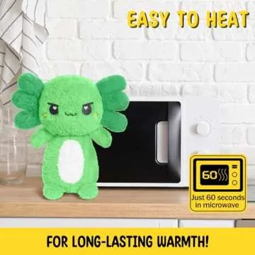 Green Axolotl Microwavable 1.5 lbs Unscented Heating Pad for Women and Kids- Cute Soft Cozy Pillow Plush Heatable Warm Stuffed Animals - Kawaii Hot and Cold Plushie - Axolotl Gifts for Girls and Boys