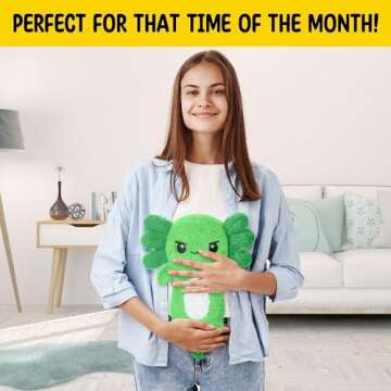 Green Axolotl Microwavable 1.5 lbs Unscented Heating Pad for Women and Kids- Cute Soft Cozy Pillow Plush Heatable Warm Stuffed Animals - Kawaii Hot and Cold Plushie - Axolotl Gifts for Girls and Boys