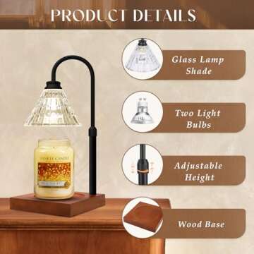 MAKYTWOW Candle Warmer Lamp with Dimmer, 2H/4H/8H Timer, Compatible with Yankee Candle Large Jar Can...