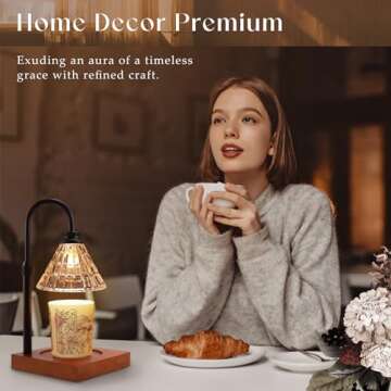 MAKYTWOW Candle Warmer Lamp with Dimmer, 2H/4H/8H Timer, Compatible with Yankee Candle Large Jar Candle, Home Decor Gift for her, Birthday Gift for mom, Home Scented Jar Candles Heater,Black Wood