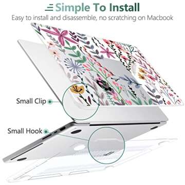 TWOLSKOO for MacBook Pro 16 Inch Case 2023 2022 2021 Release M2 A2780 M1 A2485 M1 Pro/Max, Hard Shell Case & Keyboard Cover & Screen Protector for Mac Pro 16" with Touch ID, Tiny Flower