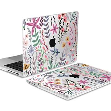 TWOLSKOO for MacBook Pro 16 Inch Case 2023 2022 2021 Release M2 A2780 M1 A2485 M1 Pro/Max, Hard Shell Case & Keyboard Cover & Screen Protector for Mac Pro 16" with Touch ID, Tiny Flower