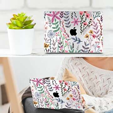 TWOLSKOO for MacBook Pro 16 Inch Case 2023 2022 2021 Release M2 A2780 M1 A2485 M1 Pro/Max, Hard Shell Case & Keyboard Cover & Screen Protector for Mac Pro 16" with Touch ID, Tiny Flower