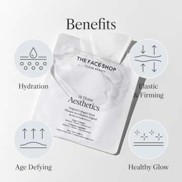 THE FACE SHOP Original Vegan Collagen Face Mask, Korean Glass Skin Essential, Peptide Hydrogel Mask for Firming & Skin Elasticity, Moisturizing, 4EA