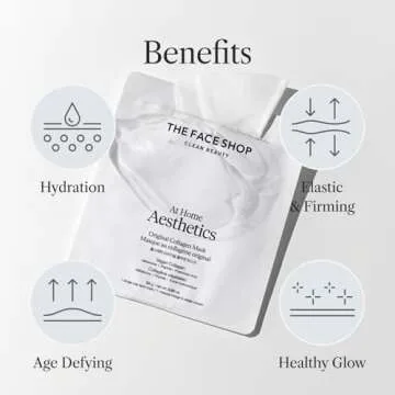 THE FACE SHOP Original Vegan Collagen Face Mask, Korean Glass Skin Essential, Peptide Hydrogel Mask for Firming & Skin Elasticity, Moisturizing, 4EA