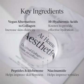 THE FACE SHOP Original Vegan Collagen Face Mask, Korean Glass Skin Essential, Peptide Hydrogel Mask for Firming & Skin Elasticity, Moisturizing, 4EA