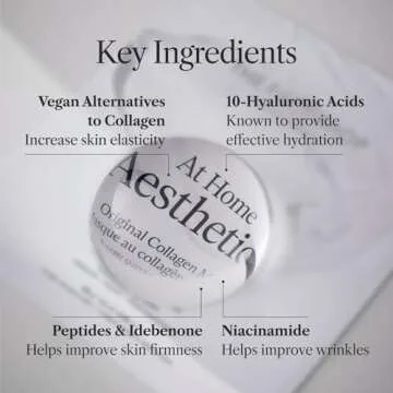 THE FACE SHOP Original Vegan Collagen Face Mask, Korean Glass Skin Essential, Peptide Hydrogel Mask for Firming & Skin Elasticity, Moisturizing, 4EA