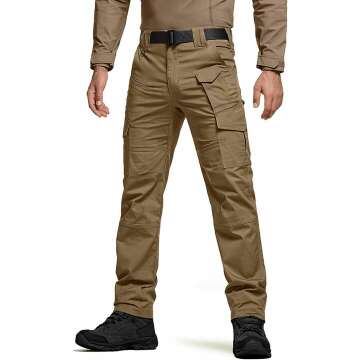 CQR Men's Flex Tactical Pants - Lightweight Cargo Style