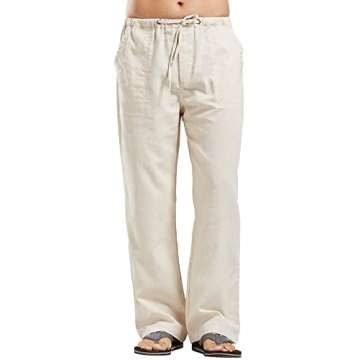 utcoco Qiuse Men's Casual Loose Fit Straight-Legs Beach Pants for Ultimate Summer Style
