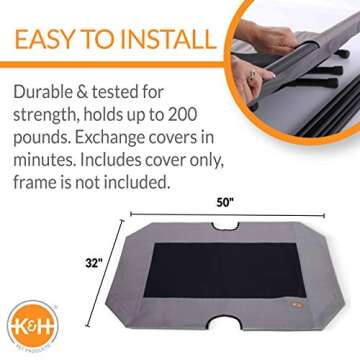 K&H Pet Products Dog Cot Replacement Cover, Designed to fit K&H XL Pet Cots (Sold Separately), Indoo...