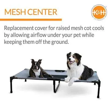 K&H Pet Products Dog Cot Replacement Cover, Designed to fit K&H XL Pet Cots (Sold Separately), Indoor Outdoor, Breathable Cooling Mesh Center, Machine Washable - Extra-Large 50 X 32in Gray