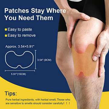 WILD+ Knee Pain Relief Patches, Warming Herbal Plaster for Knee Relief Patch, Natural Knee Patches Heat Patch for Pain Relief, Wormwood Pain Relief Patches for Knee Pain, Back, Neck, Shoulders-12 PCS