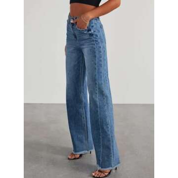Stylish Sidefeel High Waisted Wide Leg Jeans for Women
