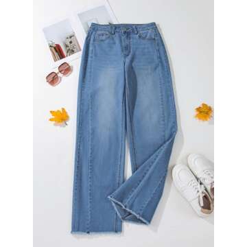 Stylish Sidefeel High Waisted Wide Leg Jeans for Women