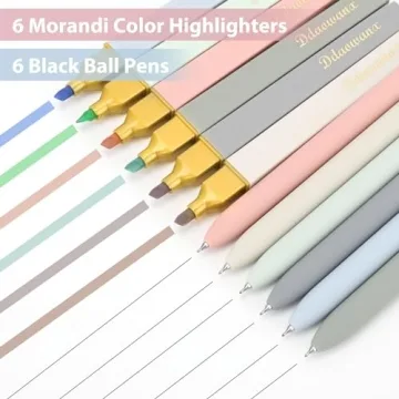 Ddaowanx 12-Pack Pastel Highlighters and Gel Pens