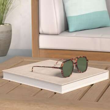 Appassal Retro Polarized Aviator Sunglasses Womens Men Vintage Double Bridge Square Sun Glasses AP3606, Tortoise Frame/Green Lens