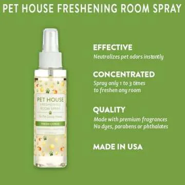One Fur All Pet House Freshening Room Spray - Fresh Citrus - Non-Toxic & Pet-Friendly