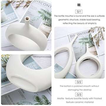 White Ceramic Hollow Vases Set of 2, Flower Vase for Decor, Modern Decorative Vase Centerpiece for Wedding Dinner Table Party Living Room Office Bedroom, Housewarming Gift