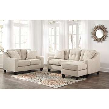 Benchcraft - Aldie Nuvella Contemporary Upholstered Sofa Chaise - Sand