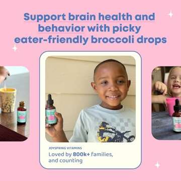 JoySpring Broccoli Supplement for Kids | Sulforaphane & Bacopa Monnieri Drops | Supports Cognitive Function | Vegan & Kid-Friendly
